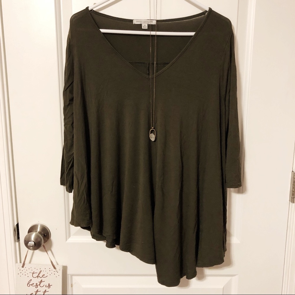 Super cute, Dark Green Asymmetrical blouse!